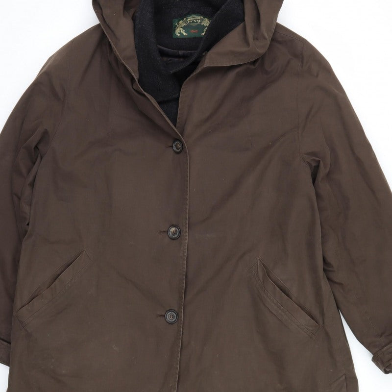 Loden Frey Men's Brown Size 52 Hooded Parka Coat Lined Button Winter