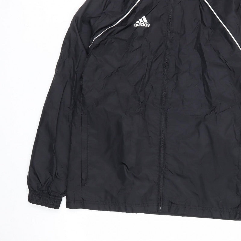 adidas Boys Black 11-12 Years Hooded Windbreaker Jacket Mesh Lined