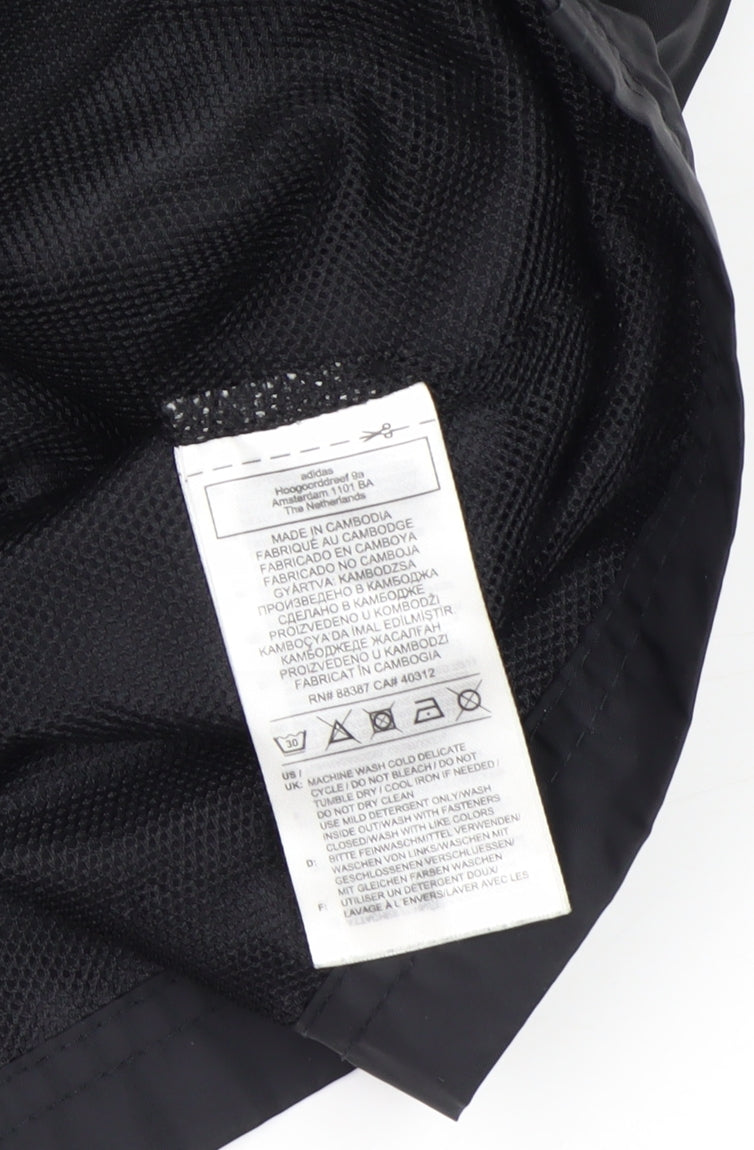 adidas Boys Black 11-12 Years Hooded Windbreaker Jacket Mesh Lined
