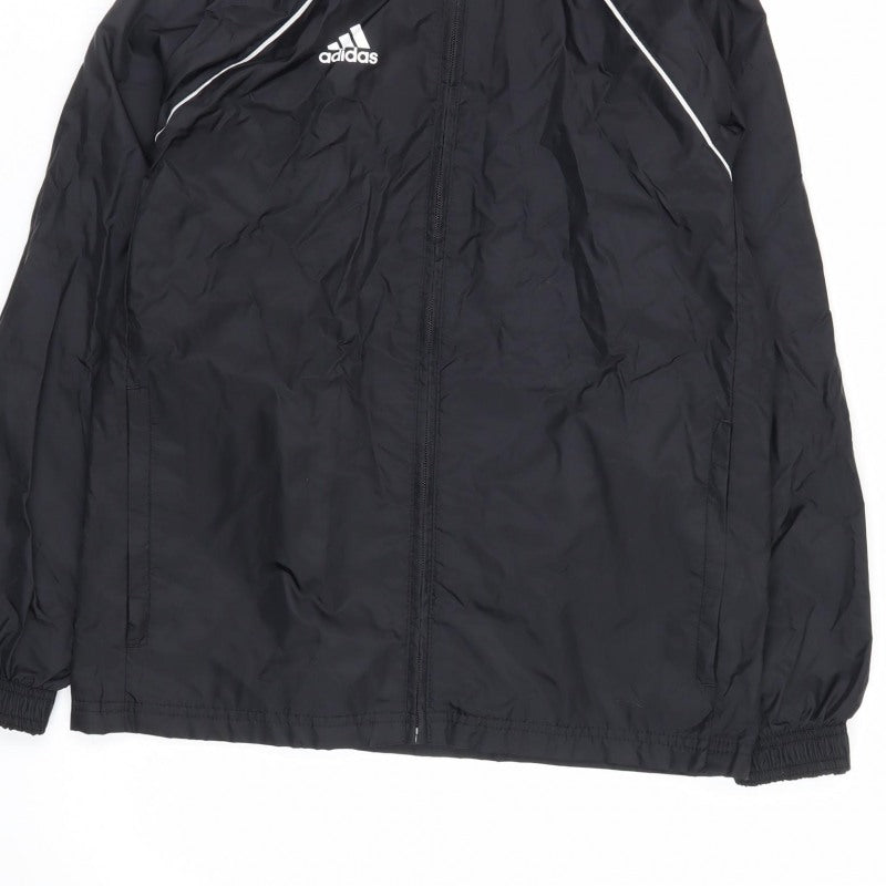 adidas Boys Black 11-12 Years Hooded Windbreaker Jacket Mesh Lined