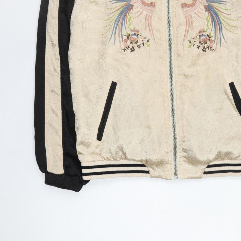 Topshop Women’s Beige & Black Crane Floral Bomber Jacket UK 8