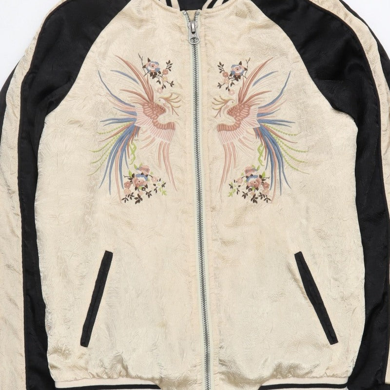 Topshop Women’s Beige & Black Crane Floral Bomber Jacket UK 8