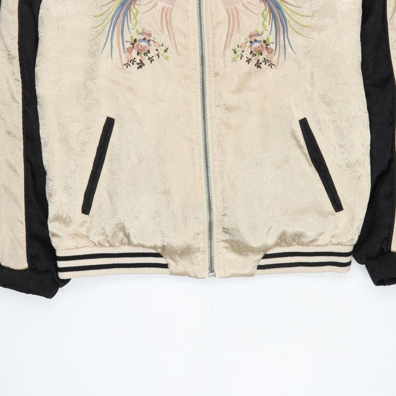 Topshop Women’s Beige & Black Crane Floral Bomber Jacket UK 8