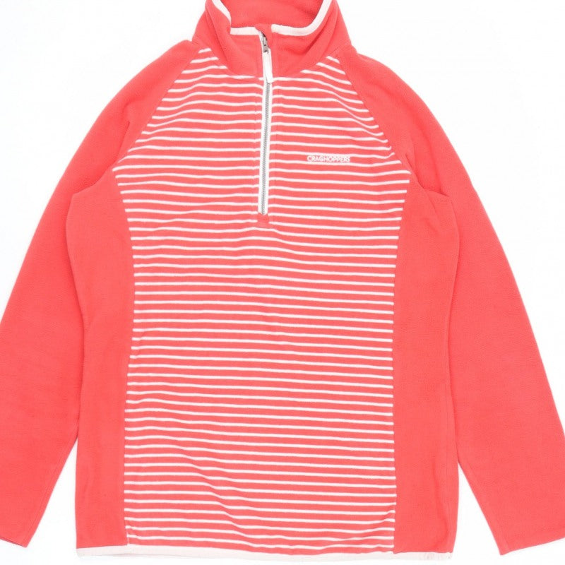 Craghoppers Women’s Red Striped UK 12 Half Zip Fleece Sweatshirt
