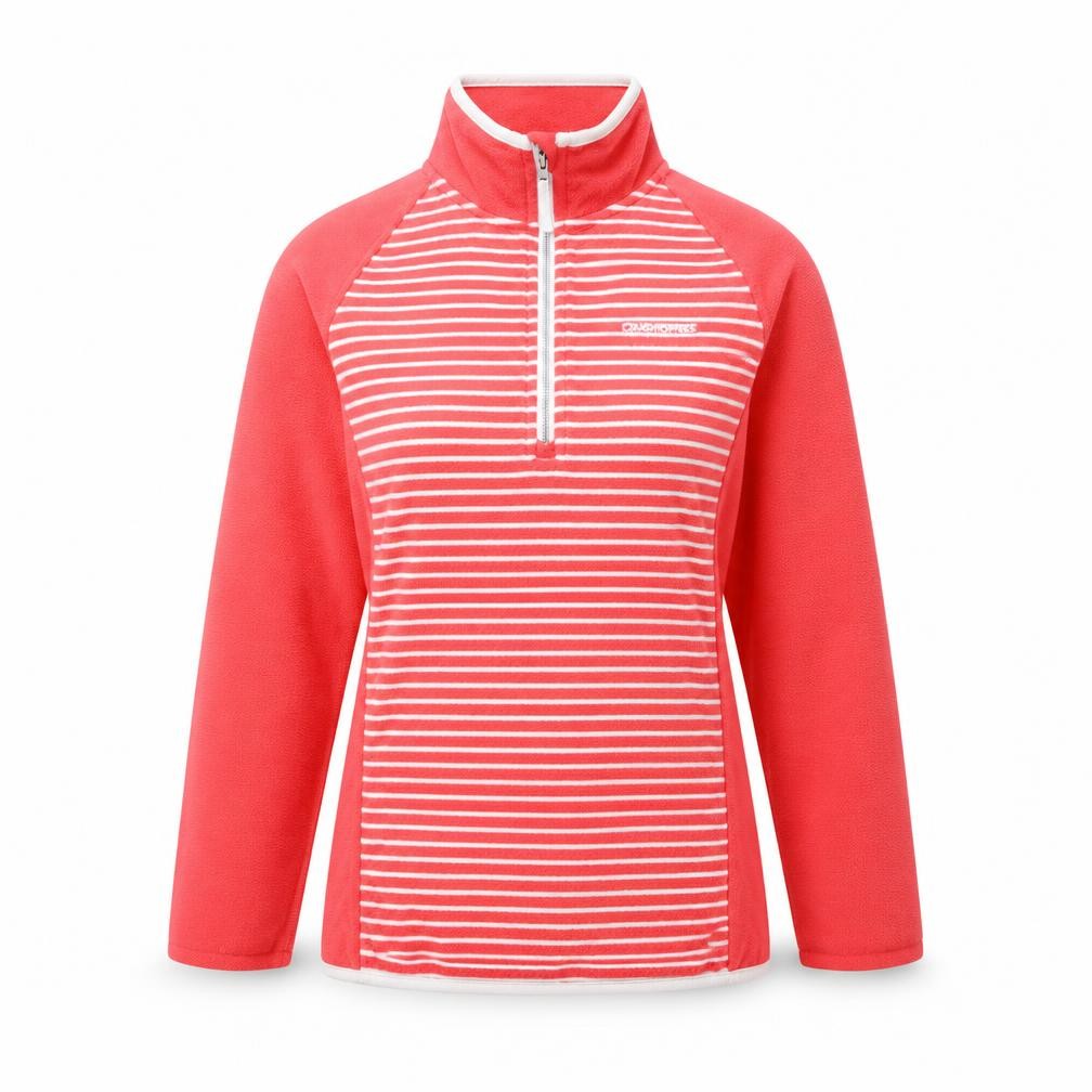 Craghoppers Women’s Red Striped UK 12 Half Zip Fleece Sweatshirt
