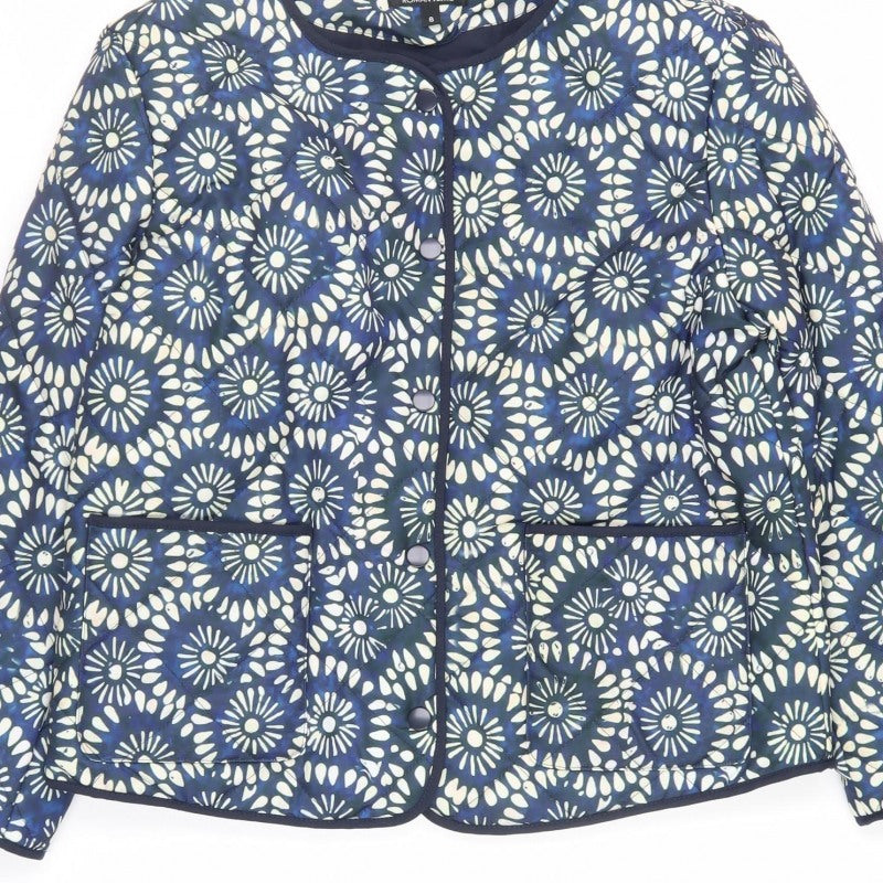 Roman Petite Women’s Blue Floral Padded Jacket UK 8 Collarless