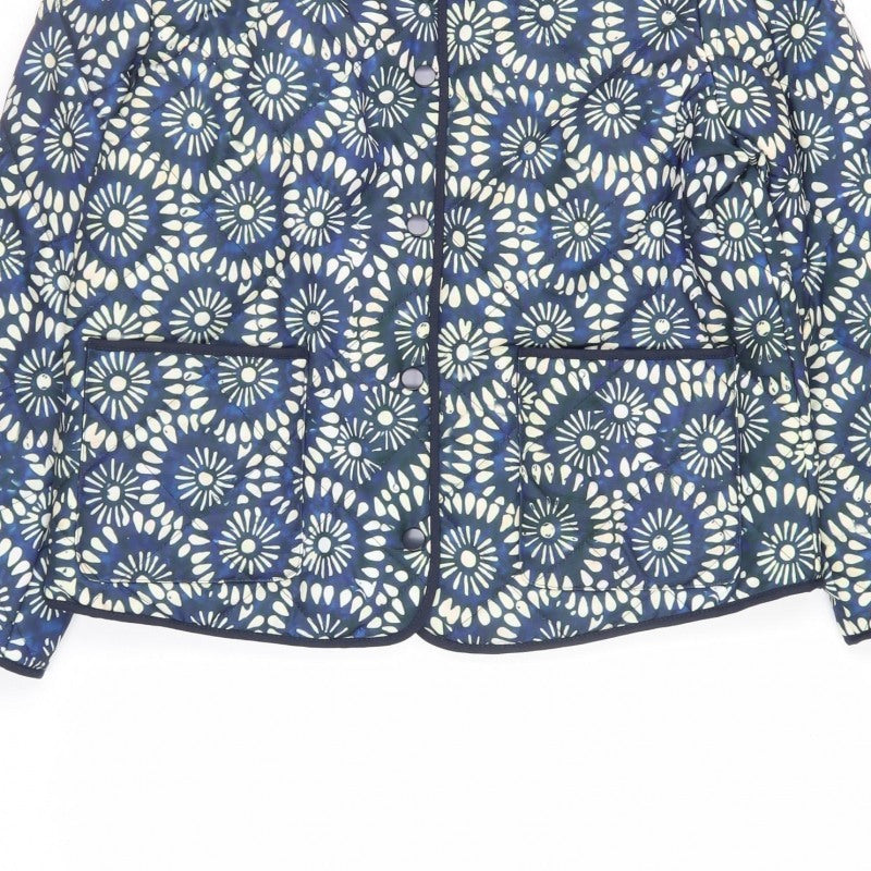 Roman Petite Women’s Blue Floral Padded Jacket UK 8 Collarless