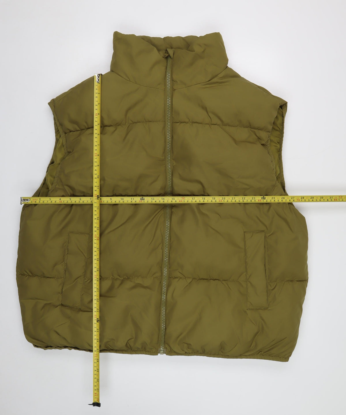 H&M Men's Green L Puffer Gilet Quilted Full Zip Bodywarmer