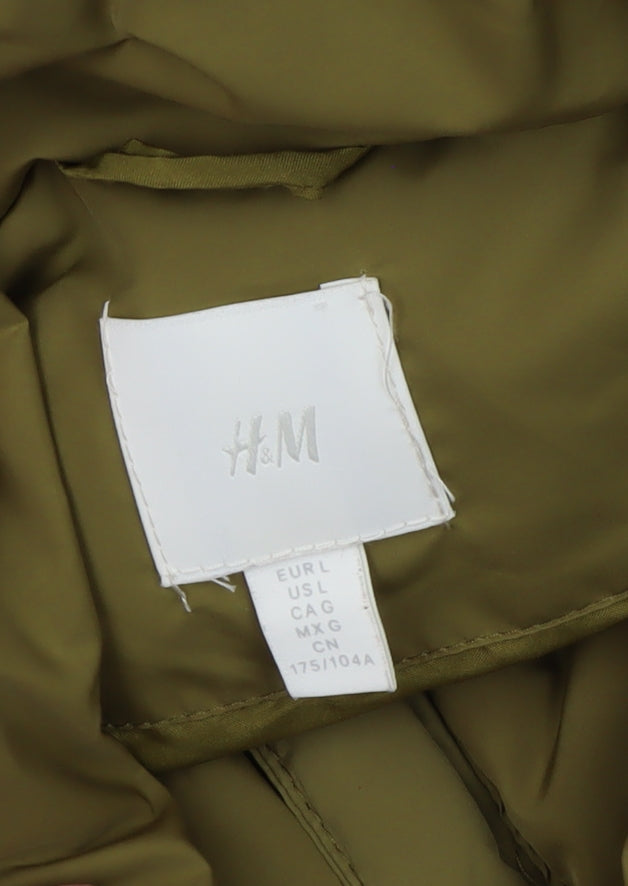 H&M Men's Green L Puffer Gilet Quilted Full Zip Bodywarmer