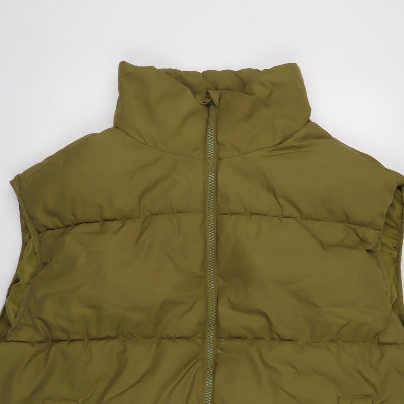 H&M Men's Green L Puffer Gilet Quilted Full Zip Bodywarmer
