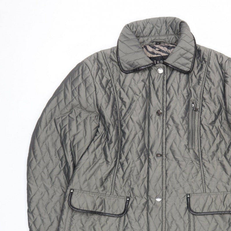 Junge Women’s Grey UK 18 Quilted Padded Snap Front Jacket