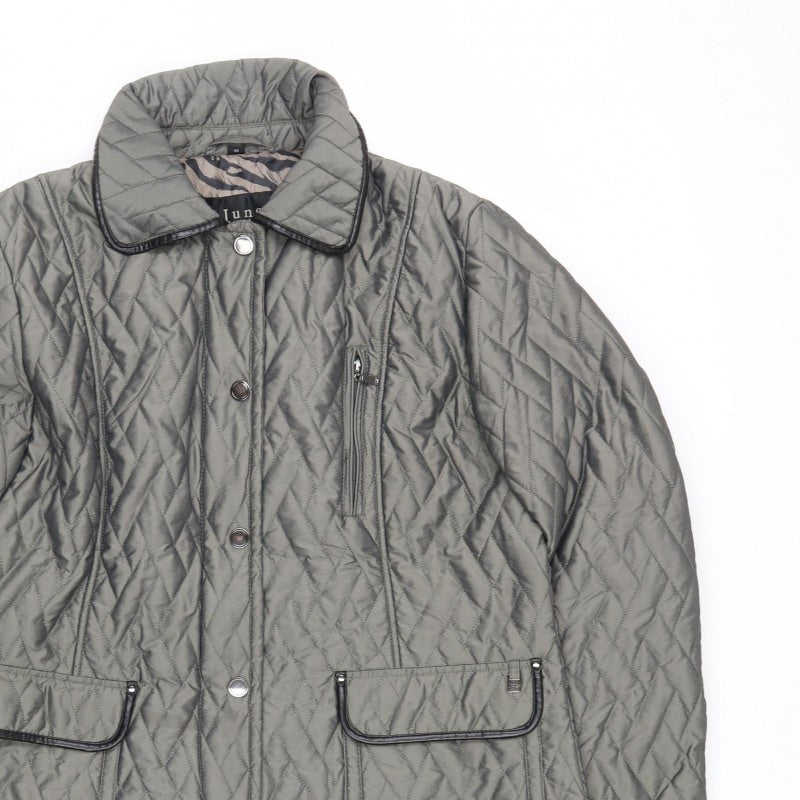 Junge Women’s Grey UK 18 Quilted Padded Snap Front Jacket
