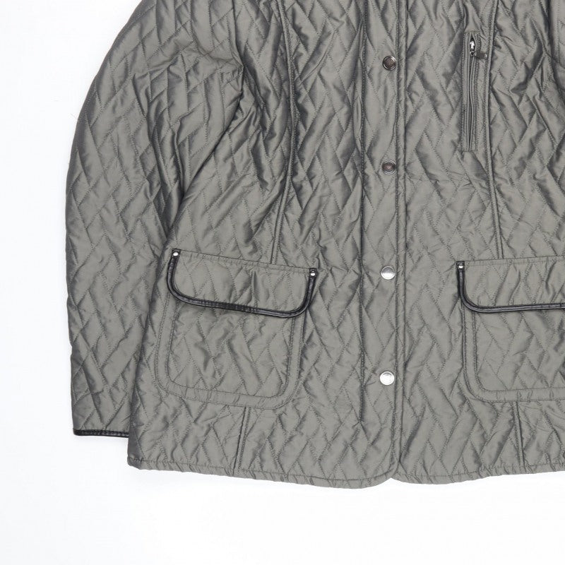 Junge Women’s Grey UK 18 Quilted Padded Snap Front Jacket