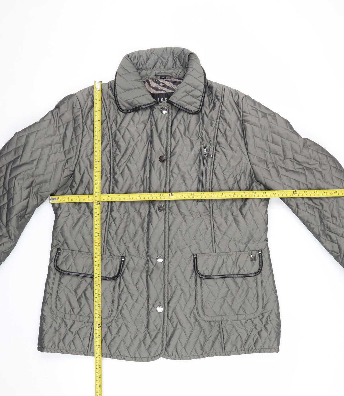 Junge Women’s Grey UK 18 Quilted Padded Snap Front Jacket
