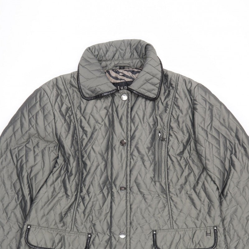 Junge Women’s Grey UK 18 Quilted Padded Snap Front Jacket