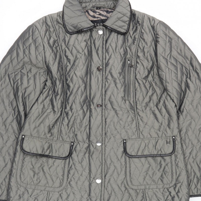 Junge Women’s Grey UK 18 Quilted Padded Snap Front Jacket