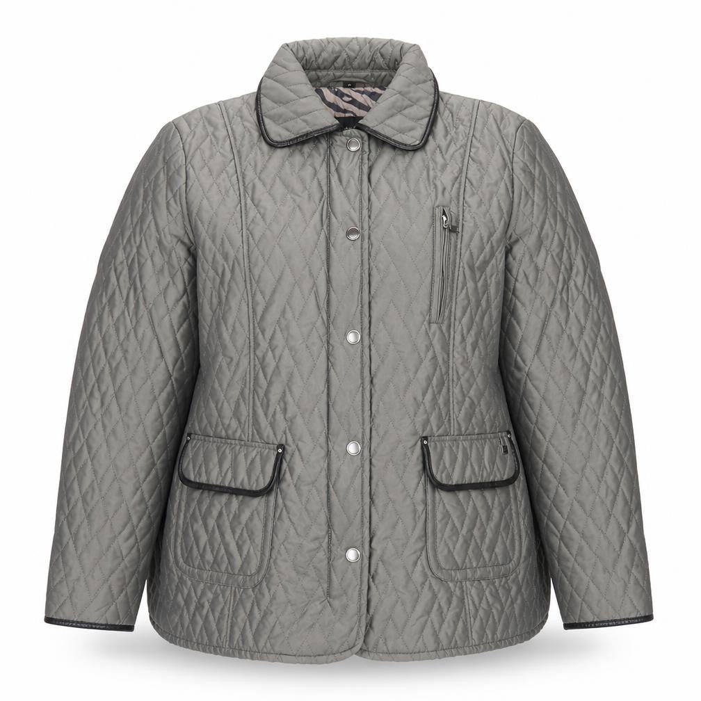 Junge Women’s Grey UK 18 Quilted Padded Snap Front Jacket