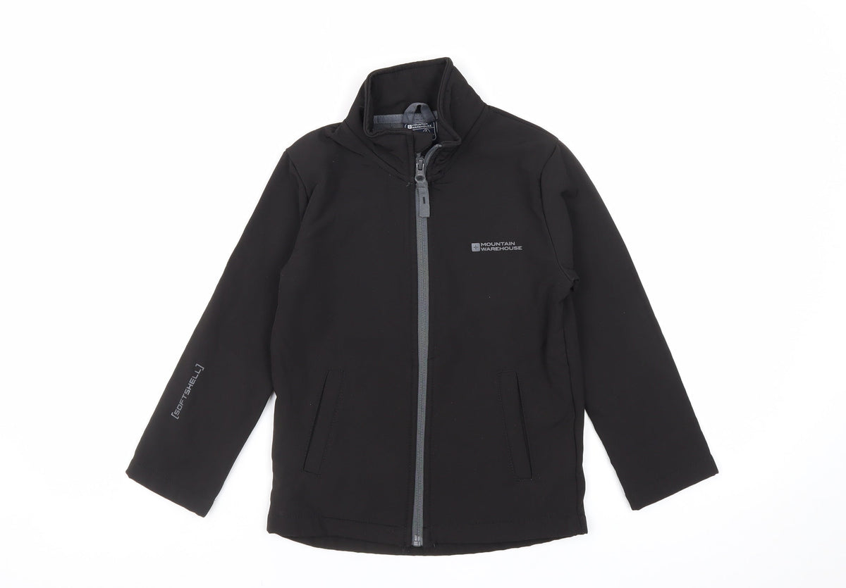 Mountain Warehouse Boys Black 5-6 Years Softshell Water Resistant Jacket