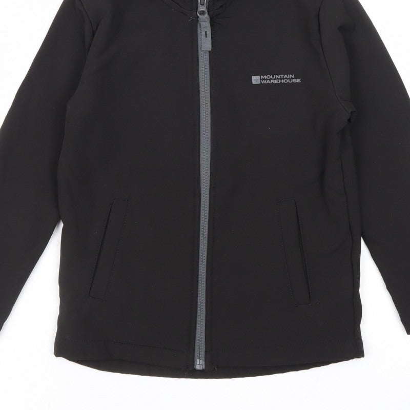 Mountain Warehouse Boys Black 5-6 Years Softshell Water Resistant Jacket