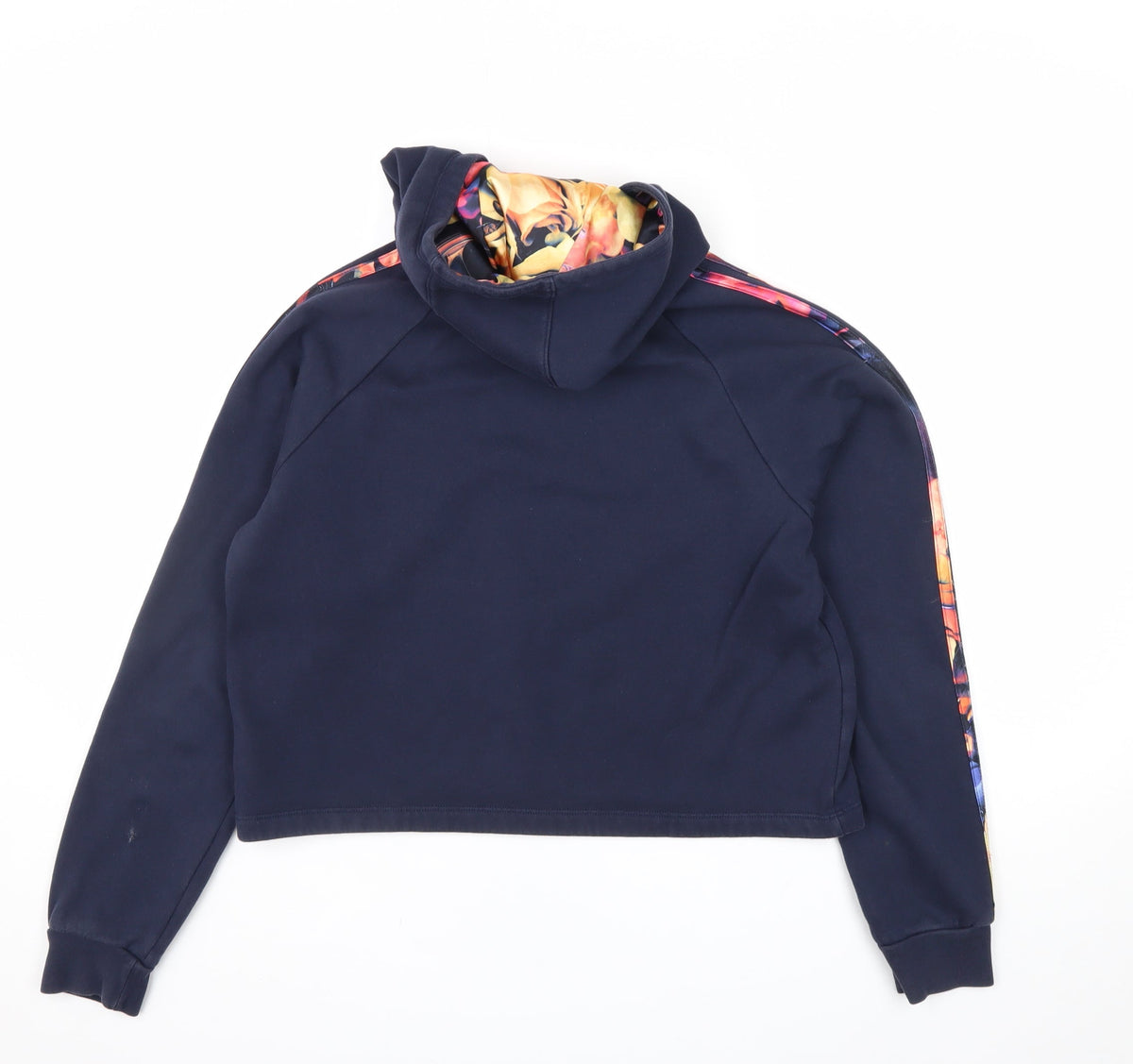 Adidas Girls Black 14-15 Years Floral Stripe Pullover Hoodie
