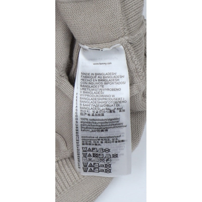 Tommy Hilfiger Men’s Beige M Cable Knit Cotton Crew Neck Jumper