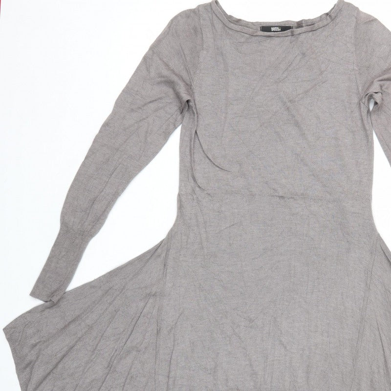 Marks & Spencer Women Grey UK 8 Asymmetric Silk Cashmere Jumper Dress