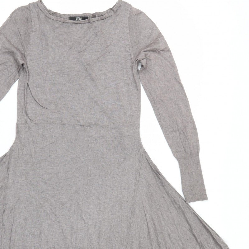 Marks & Spencer Women Grey UK 8 Asymmetric Silk Cashmere Jumper Dress