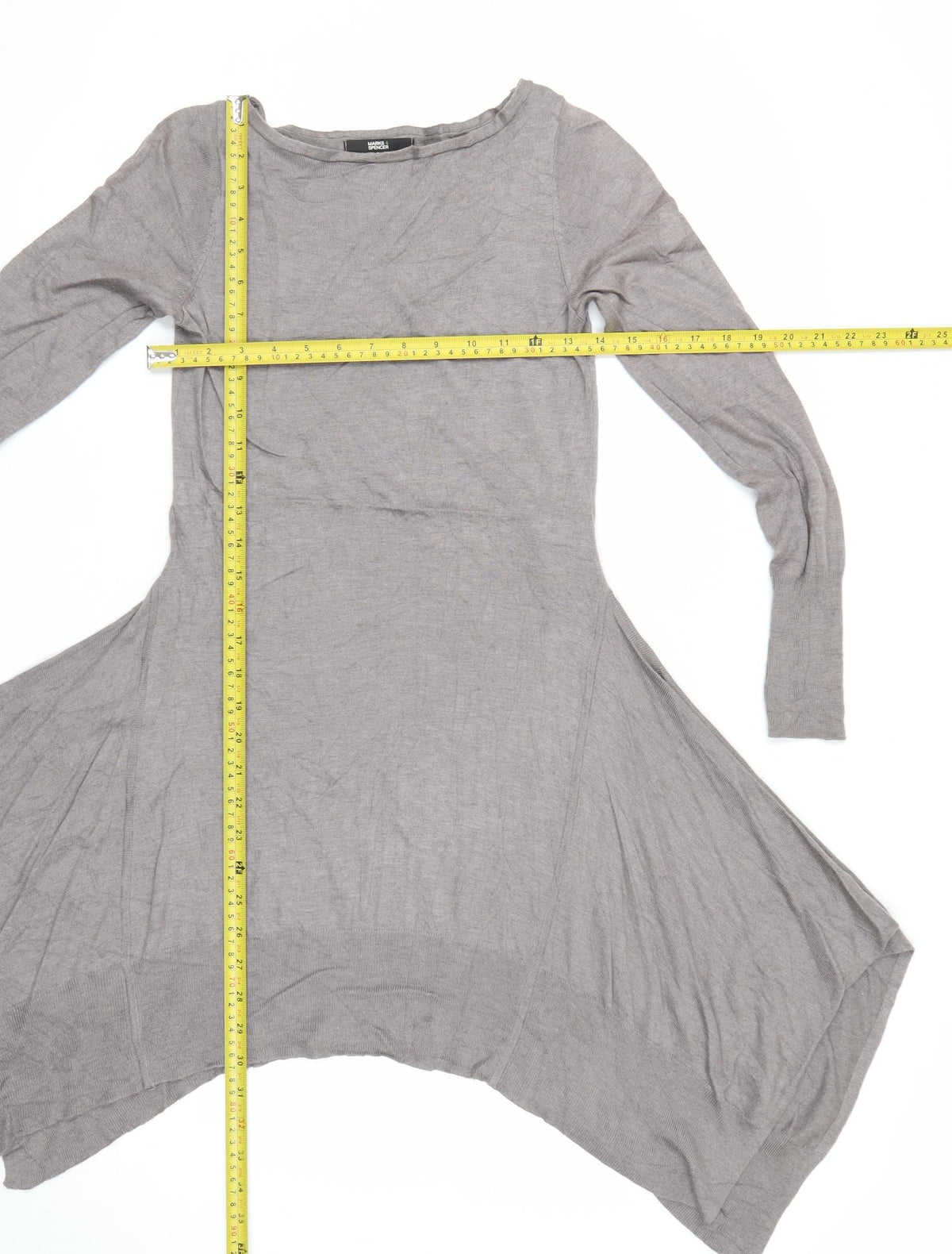 Marks & Spencer Women Grey UK 8 Asymmetric Silk Cashmere Jumper Dress