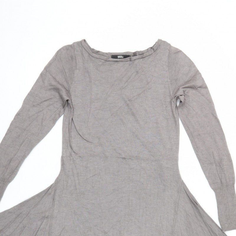 Marks & Spencer Women Grey UK 8 Asymmetric Silk Cashmere Jumper Dress