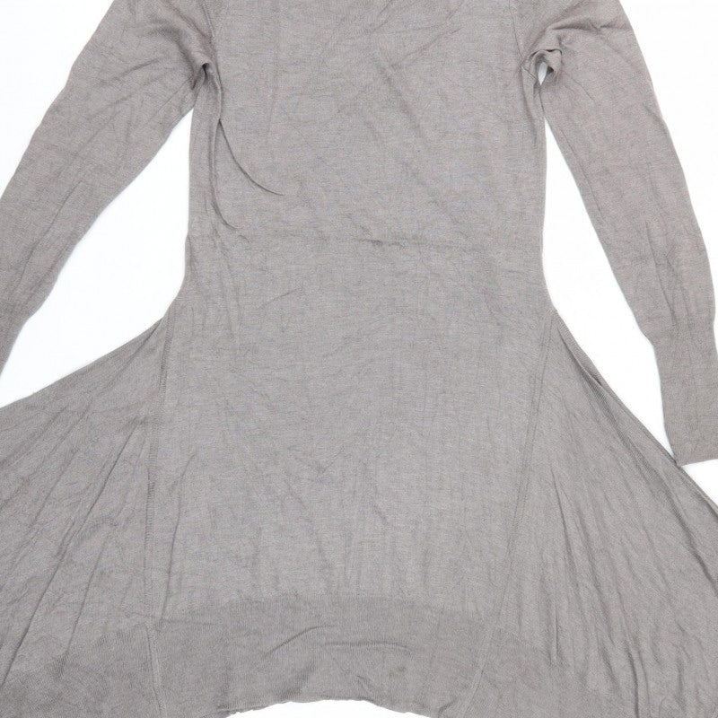 Marks & Spencer Women Grey UK 8 Asymmetric Silk Cashmere Jumper Dress