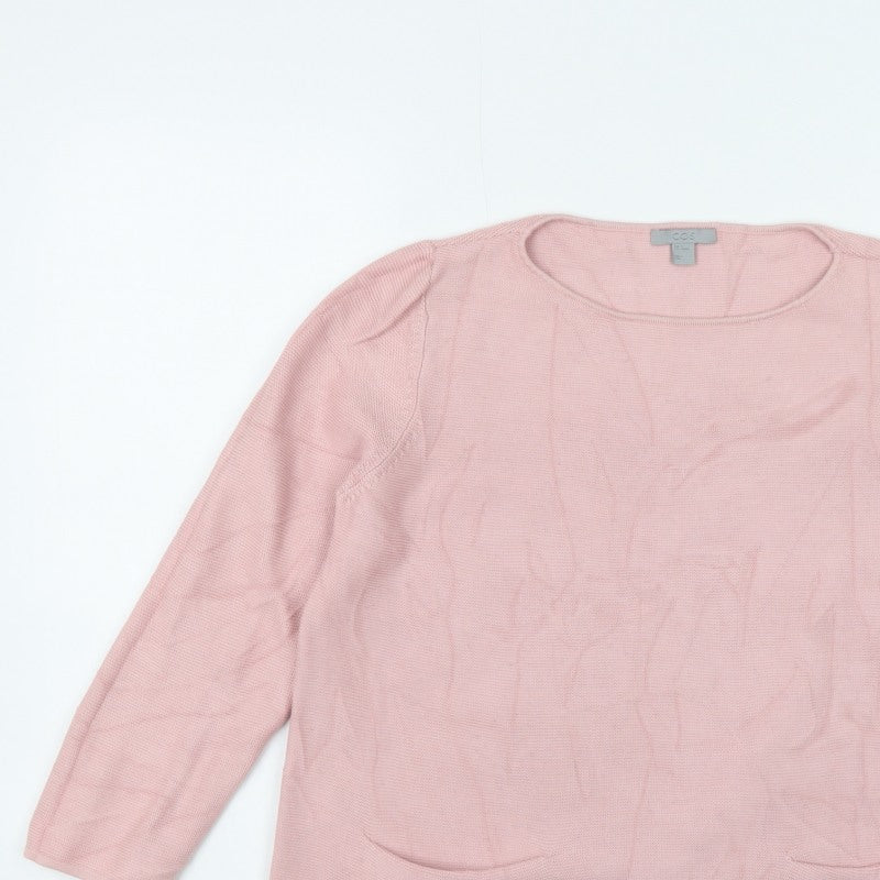 COS Women Pink Cotton Knit Pocket Pullover Jumper Size M