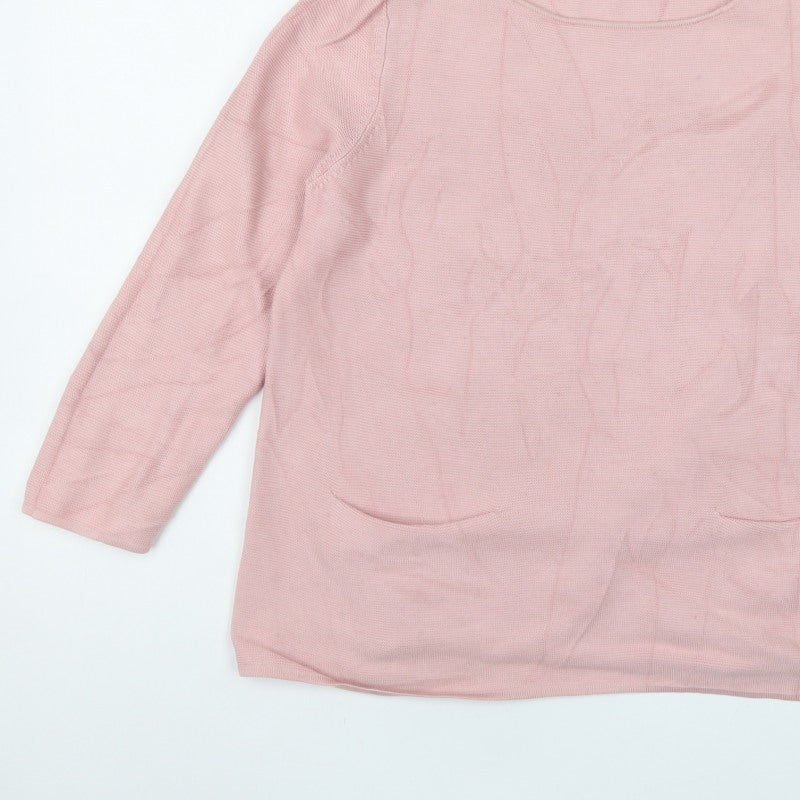 COS Women Pink Cotton Knit Pocket Pullover Jumper Size M