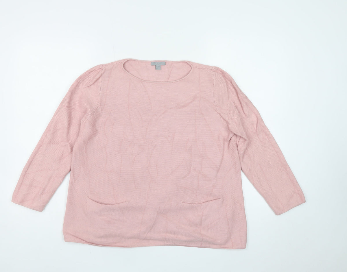 COS Women Pink Cotton Knit Pocket Pullover Jumper Size M