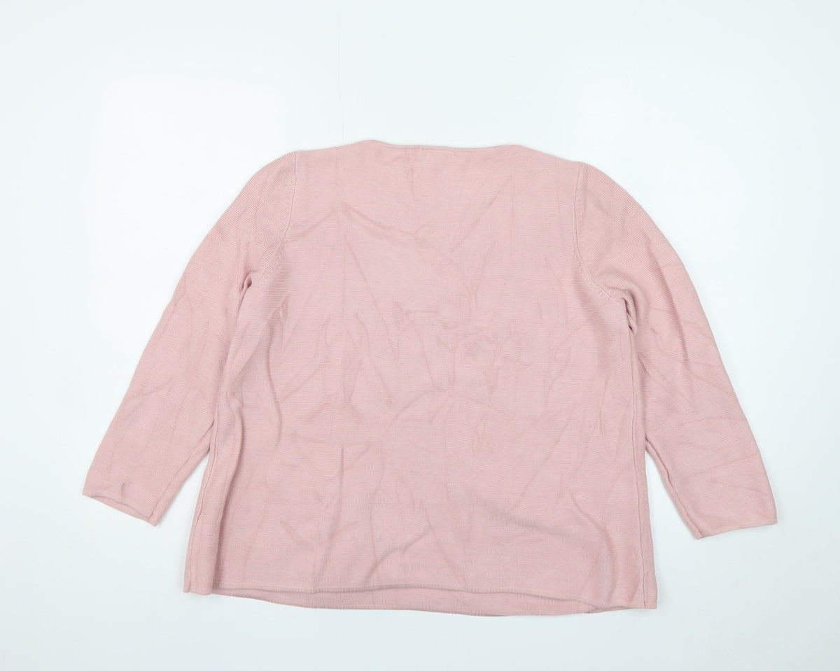 COS Women Pink Cotton Knit Pocket Pullover Jumper Size M