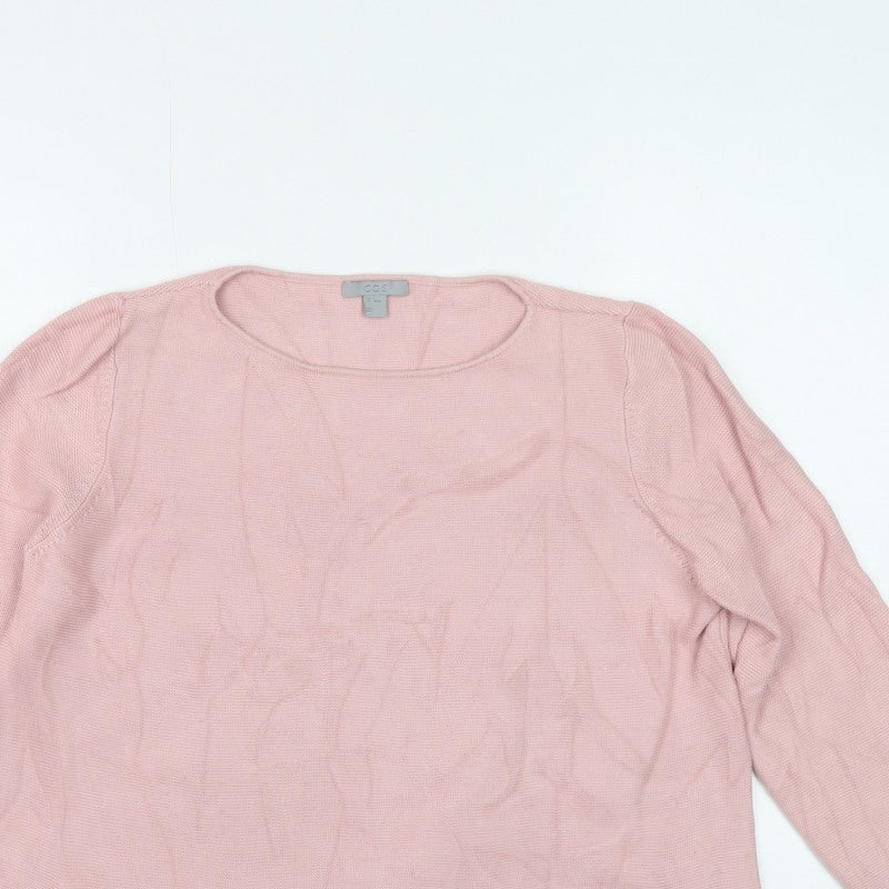 COS Women Pink Cotton Knit Pocket Pullover Jumper Size M