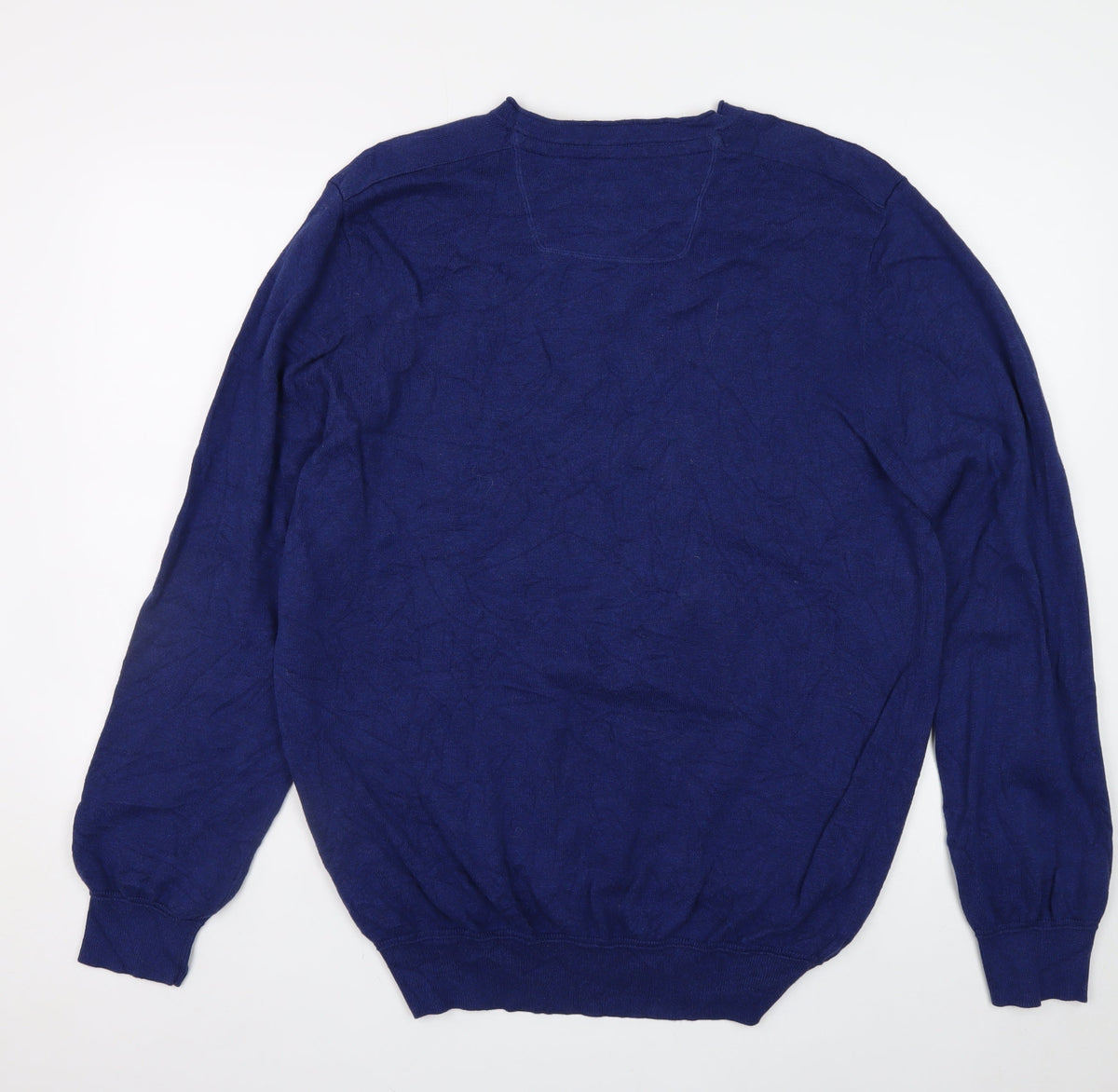 RJR John Rocha Men’s Blue Cotton V-Neck Pullover Jumper Size L