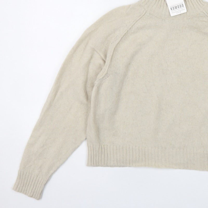 Komodo Women’s Beige Merino Wool High Neck Raglan Jumper Size 2
