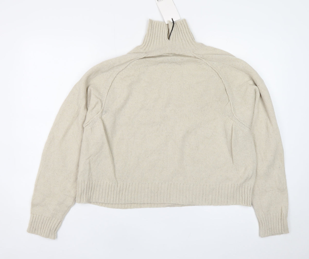 Komodo Women’s Beige Merino Wool High Neck Raglan Jumper Size 2