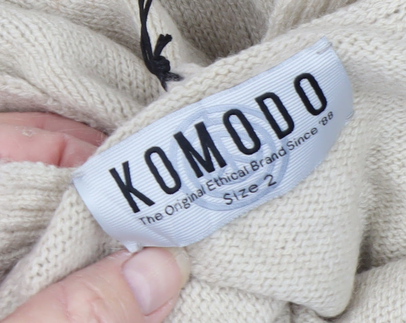 Komodo Women’s Beige Merino Wool High Neck Raglan Jumper Size 2