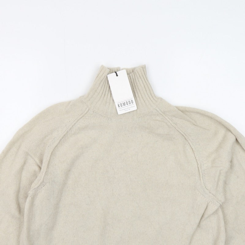 Komodo Women’s Beige Merino Wool High Neck Raglan Jumper Size 2