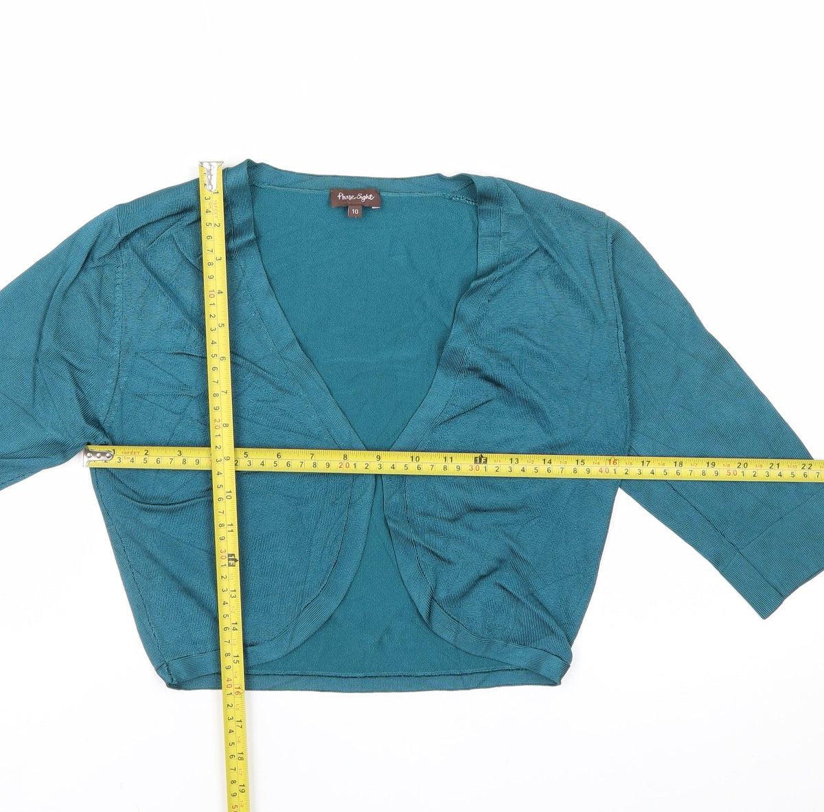 Phase Eight Women’s Blue V-Neck 3/4 Sleeve Open Cardigan Size 10