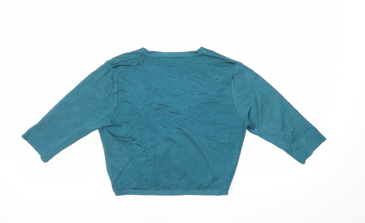 Phase Eight Women’s Blue V-Neck 3/4 Sleeve Open Cardigan Size 10