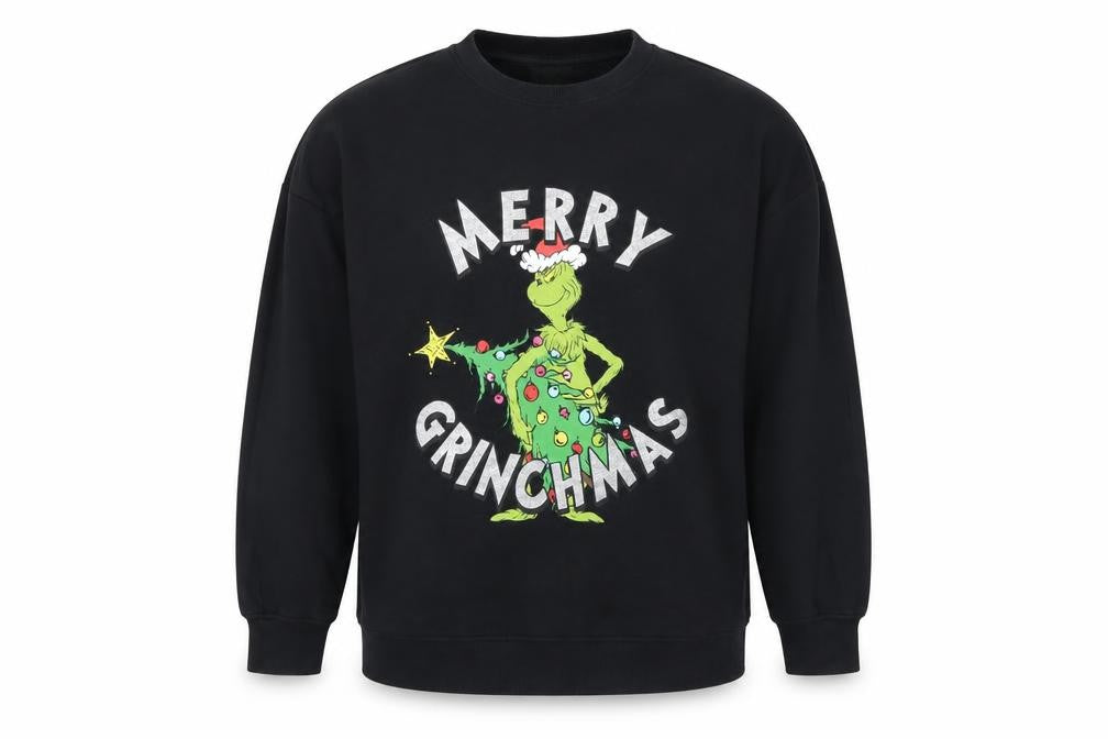 The Grinch by Dr Seuss Men’s Black M Christmas Graphic Sweatshirt