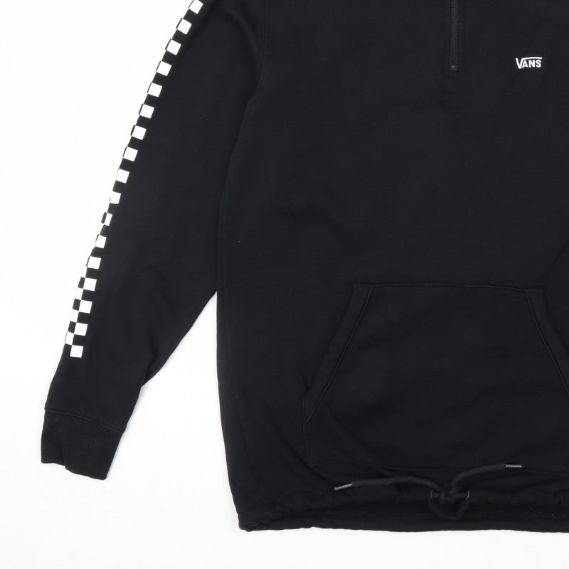 Vans Men’s Black Small 1/4 Zip Pullover Hoodie Checkerboard Logo