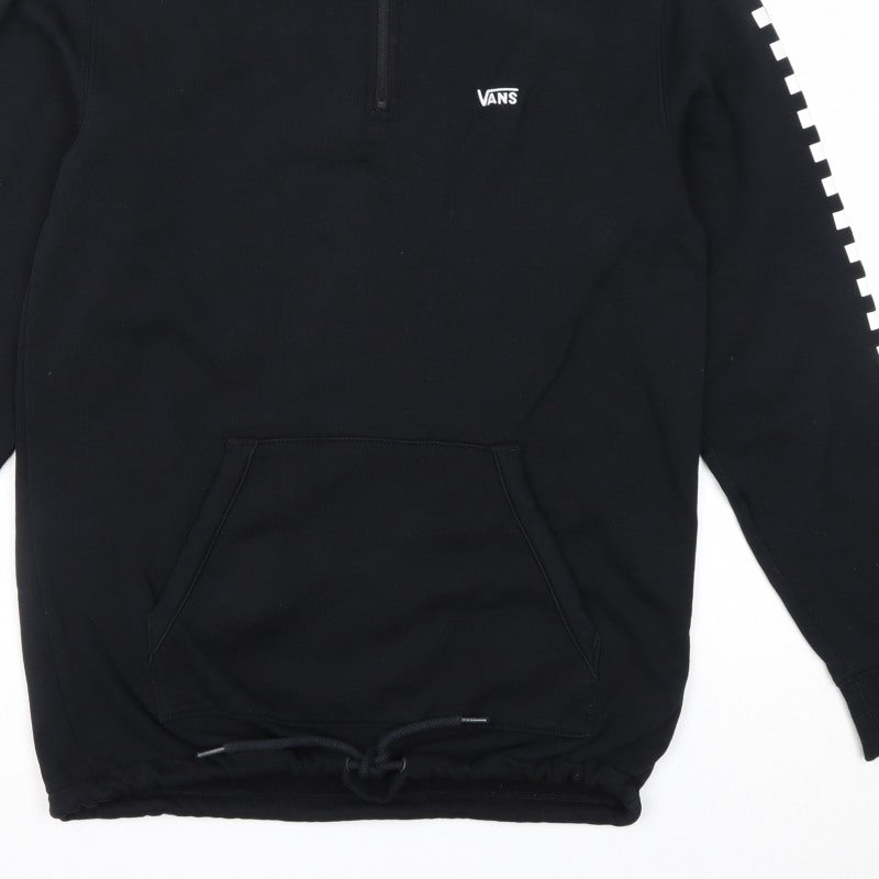 Vans Men’s Black Small 1/4 Zip Pullover Hoodie Checkerboard Logo