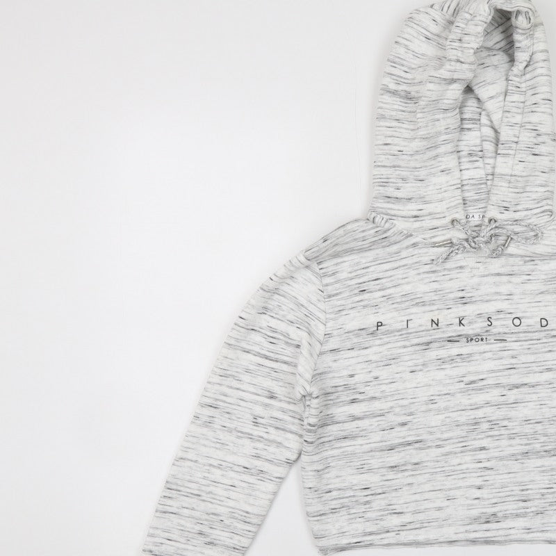 Pink Soda Sport Women Grey Marl Logo Hoodie UK 8 Pullover