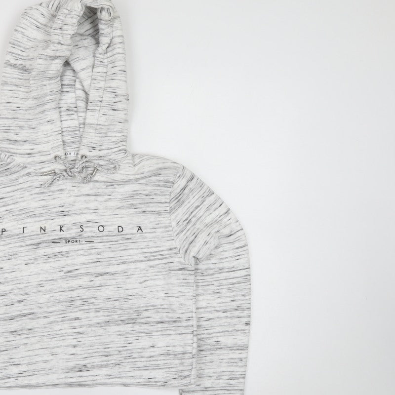 Pink Soda Sport Women Grey Marl Logo Hoodie UK 8 Pullover