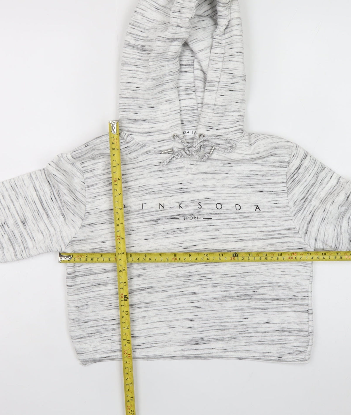 Pink Soda Sport Women Grey Marl Logo Hoodie UK 8 Pullover