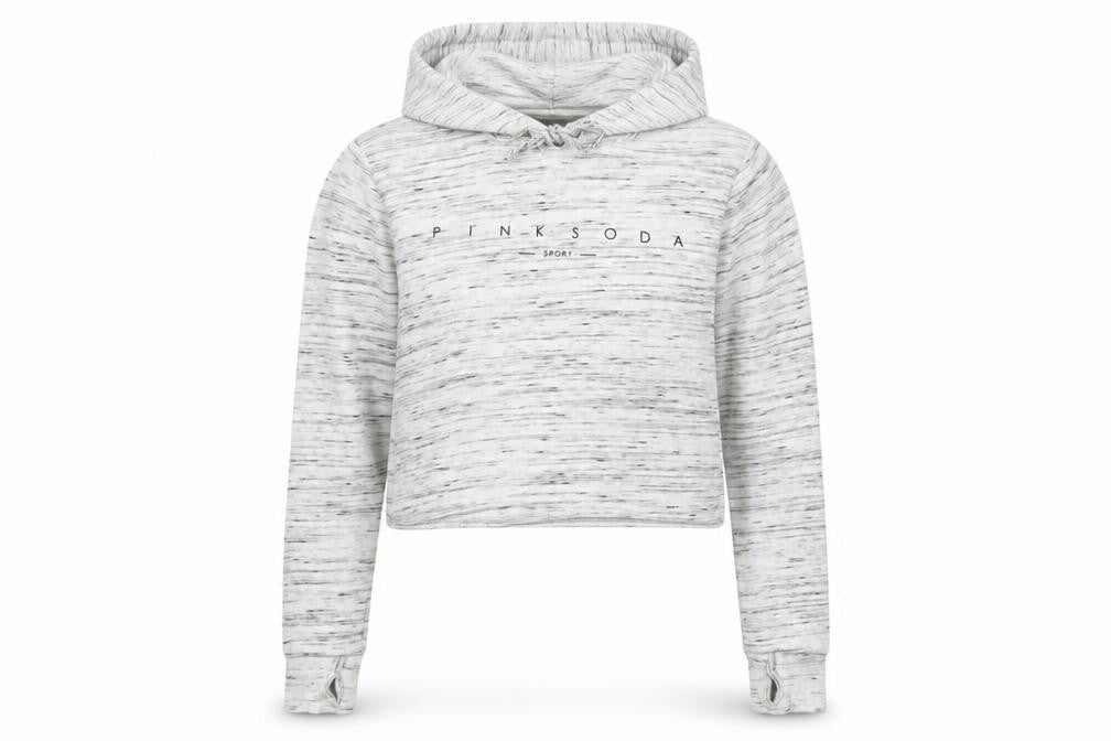 Pink Soda Sport Women Grey Marl Logo Hoodie UK 8 Pullover