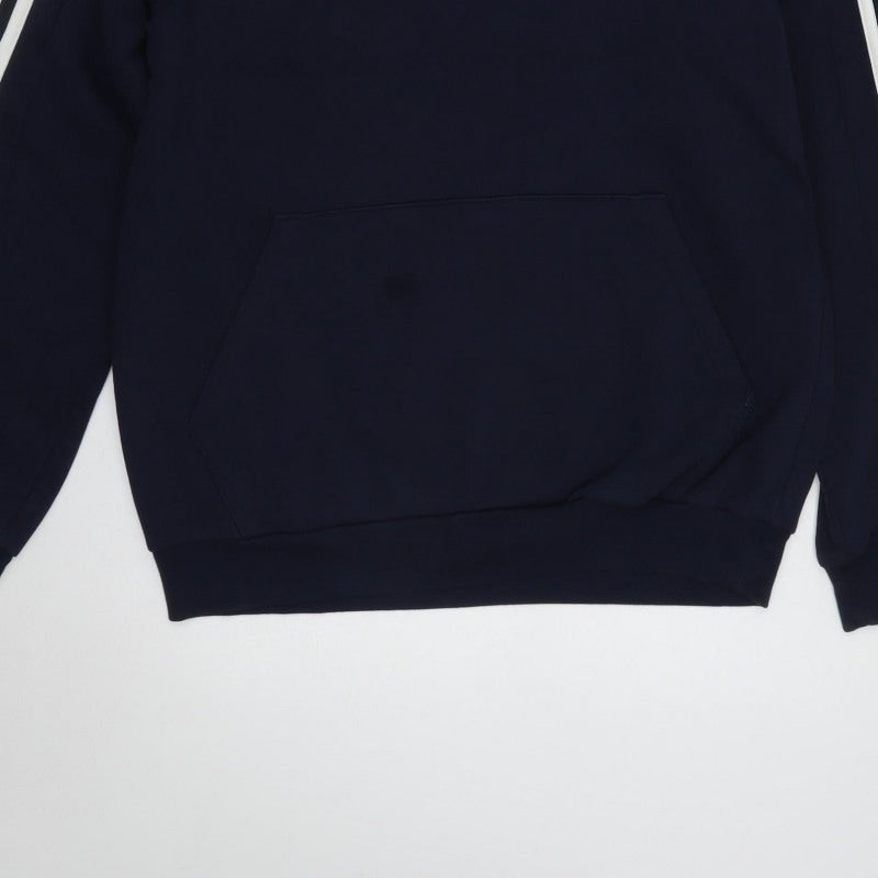 adidas Men’s Blue S Pullover Hoodie Logo 3 Stripe Sports